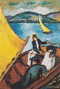 August Macke Segelboot auf dem Tegernsee oil on canvas